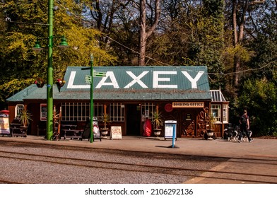 Laxey, Isle Of Man - April 29 2019 Laxey Electric Rail Station And Cafe