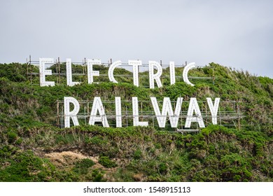 Laxey, Isle Of Man, June 15, 2019. The Manx Electric Railway Logo