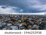 Layer of rainy clouds with strong wind over the city of Santo Domingo, Dominican Republic