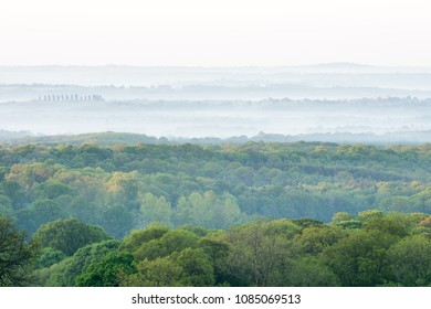 Layered Abstraction Of Kent Downs At Sunrise