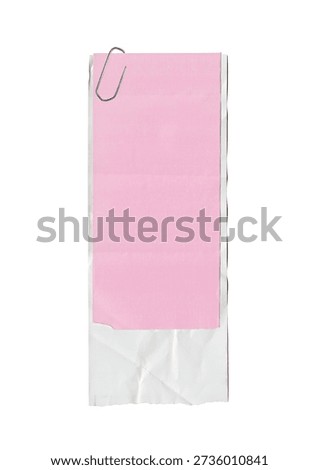 Layered blank receipt papers with torn edges and a lightly wrinkled surface, clipped together using a vintage silver paper clip.
