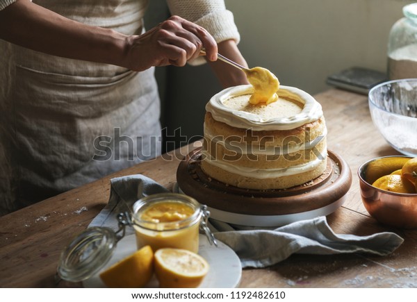 Layered cake food\
photography recipe idea