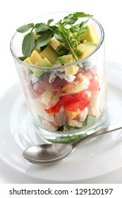 Layered Cobb Salad In A Glass Cup