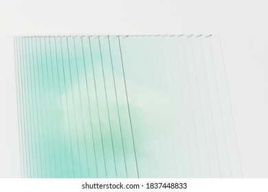 Layered Glass Forming A Blue Shape