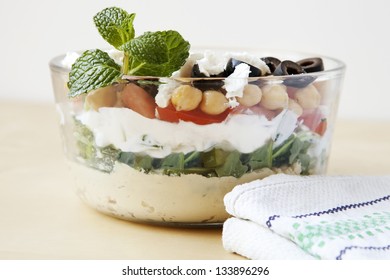 Layered Greek Dip, Seven Layer Family Style Greek Dip