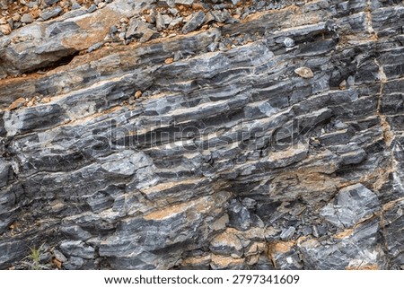 Layered Limestone Rock Texture Background with Sedimentary Slate Striations