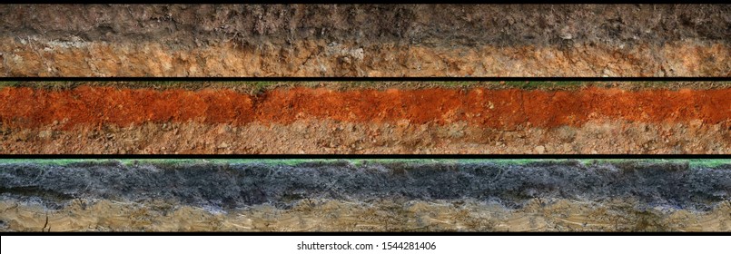 Layered Soil Geology Cross Section Underground Earth, Cutaway Earth Ground Terrain Surface