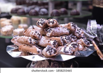 Layers of Cannolis with chocolate chips