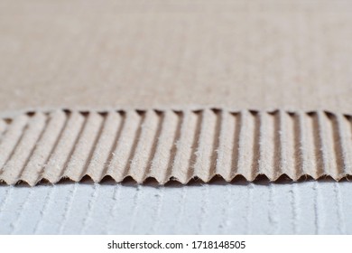 Layers Of Corrugated Cardboard. Side View