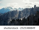 Layers of Dolomites mountains in Italy 