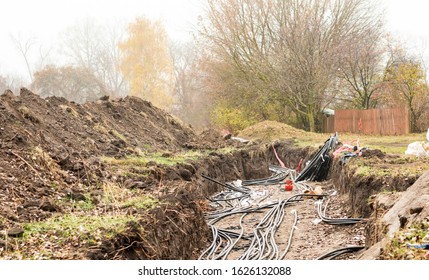 Laying Of High-voltage Cable Lines Of Cross-linked 10 KW Polyethylene In An Earth Trench