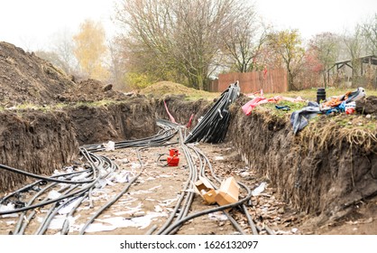 Laying Of High-voltage Cable Lines Of Cross-linked 10 KW Polyethylene In An Earth Trench