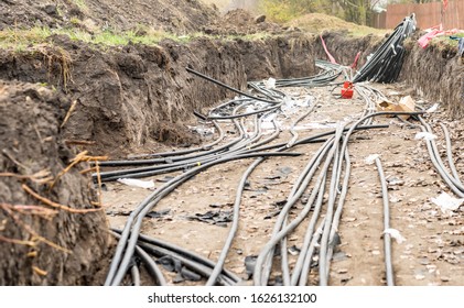 Laying Of High-voltage Cable Lines Of Cross-linked 10 KW Polyethylene In An Earth Trench