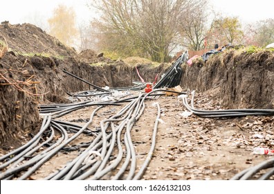 Laying Of High-voltage Cable Lines Of Cross-linked 10 KW Polyethylene In An Earth Trench