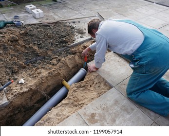 Laying And Installation Of A  Sewer Pipe