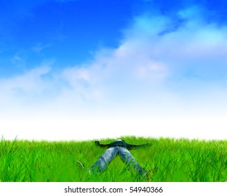 laying on the grass