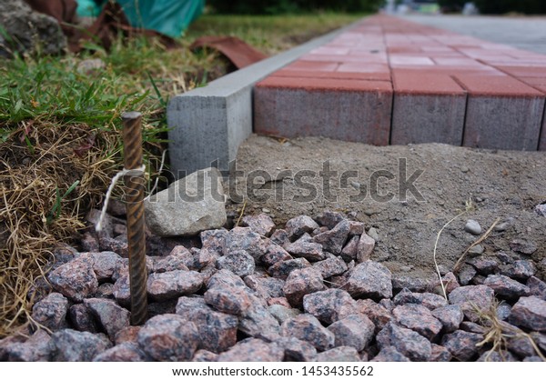 Laying Pavers On Gravel Sand Stock Photo Edit Now 1453435562