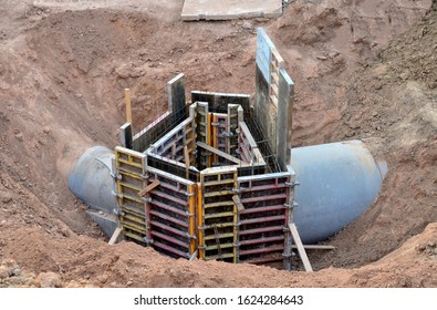 Laying or replacement of underground storm sewer pipes. Installation of water main, sanitary sewer, and storm drain systems. Utility Infrastructure. Soft focus