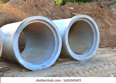 Laying or replacement of underground storm sewer pipes. Installation of water main, sanitary sewer, and storm drain systems. Utility Infrastructure. Soft focus