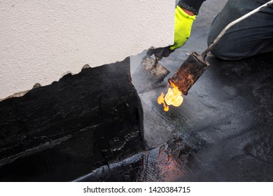 Laying Waterproofing Sheathing Insulation During Renovation Stock Photo ...