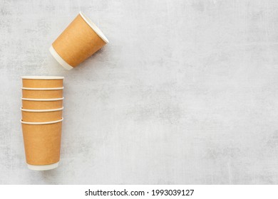 Layout Of Coffee Paper Cups. Overhead View