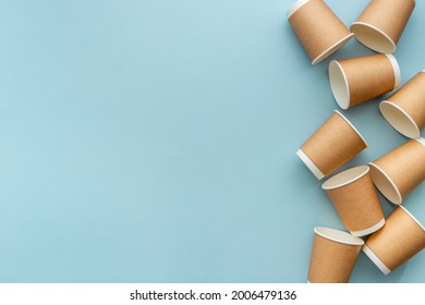 Layout Of Coffee Paper Cups. Overhead View