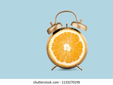 Layout fresh orange slice alarm