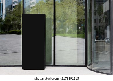 layout for logo. square, empty, classic signboard near the glass door