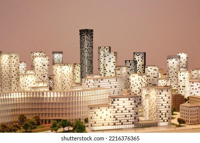 Layout residential buildings plans and model city. World Habitat day concept. Development of urban infrastructure. Construction project of new district. Masterplan design of home eco sustainable town - Shutterstock ID 2216376365