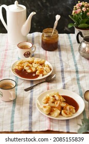 Lazy Curd Dumplings And Caramel. Gnocchi	
