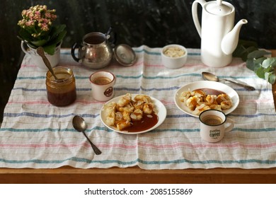 Lazy Curd Dumplings And Caramel. Gnocchi	
