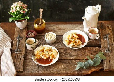 Lazy Curd Dumplings And Caramel. Gnocchi	