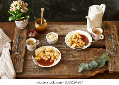 Lazy Curd Dumplings And Caramel. Gnocchi	