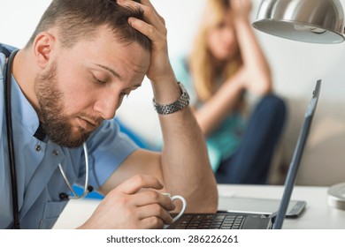 Lazy Doctor Is Doing Nothing While Nurse Is Overworked