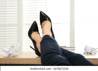 Stocking Feet On Desk