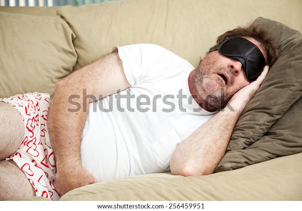 Lazy Man Home His Underwear Sleeping Stock Photo Edit Now - 