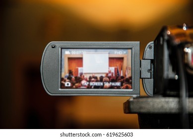 LCD Display Screen On A High Definition TV Camera