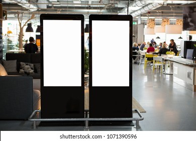 LCD Screens For Advertising In A Restaurant. White Screen, You Can Insert Your Picture Here