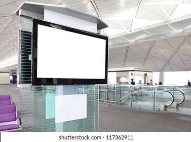 LCD TV with empty copy space at airport shot in asia, china