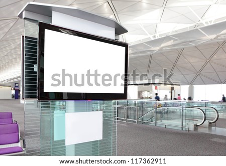 LCD TV with empty copy space at airport shot in asia, china