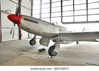 Le Bourget; France - July 31 2021 : A North American Aviation P 51D Mustang In The Air And Space Museum