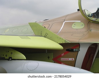 Le Bourget, France- June.17.2005: The LEX(Leading Edge Extension) Fence And Slat Of Alenia Aermacchi M-346 Master Prototype 002 In Paris Airshow 2005.