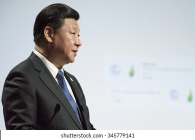 LE BOURGET near PARIS, FRANCE - NOVEMBER 30, 2015 : Xi Jinping, President of the People's Republic of China delivering his speech at the Paris COP21, United nations conference on climate change.