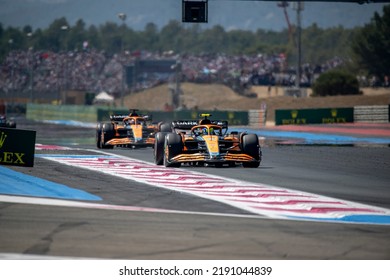 LE CASTELLET, FRANCE - July 24, 2022: Lando Norris, From The United Kingdom Competes For McLaren F1 . Race Day, Round 12 Of The 2022 F1 Championship.