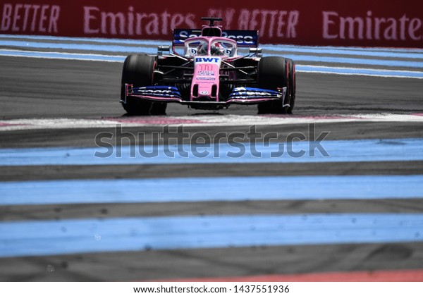 LE CASTELLET, FRANCE - JUNE 22, 2019: Sergio Pérez,\
Mexico competes for SportPesa Racing Point F1 Team in the Formula 1\
French Grand Prix.