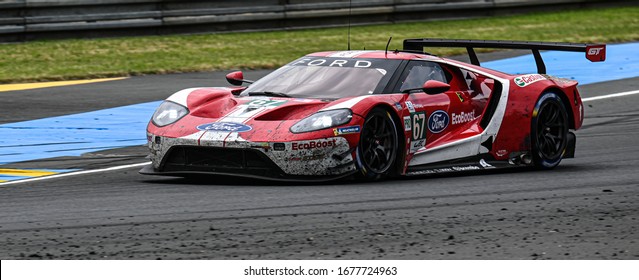 Le Mans / France - June 15-16 2019: 24 Hours Of Le Mans, Ford Chip Ganassi Team UK, Ford GT  GTEPro, Race Of The 24 Hours Of Le Mans - France