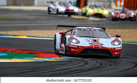 Le Mans / France - June 15-16 2019: 24 Hours Of Le Mans, Ford Chip Ganassi Team USA Team , Ford GT GTEPro, Race Of The 24 Hours Of Le Mans - France