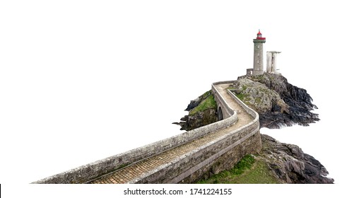 Le Petit Minou lighthouse (Phare du Petit Minou) near Brest city, Bretagne, France, isolated on white background - Powered by Shutterstock