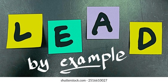 Lead by Example motivation chalkboard note phrase image background for work or school