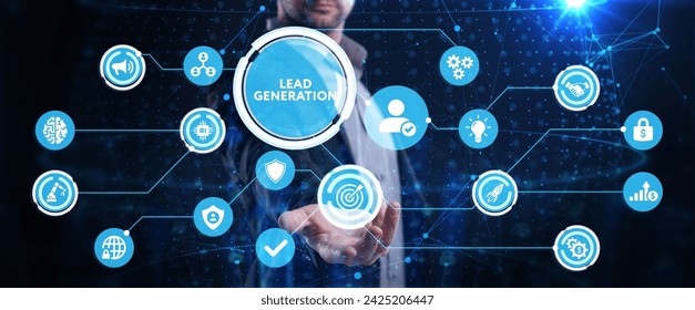Lead Generation. Finding and identifying customers for your business products or services. Finance concept.